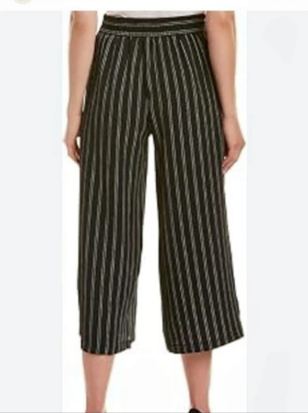 Max Studio High Rise Calf Length Black And White Striped Classy Pants Size Large